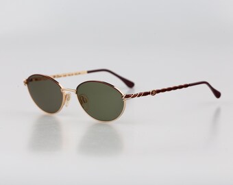 Diva 5152 245, Vintage 90s gold victorian small oval cat eye sunglasses women, NOS