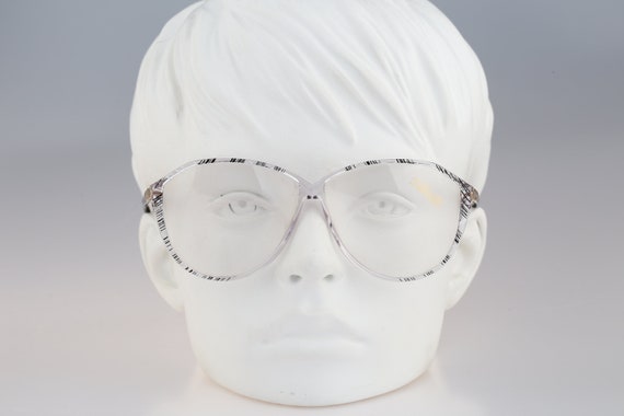 Vintage 80s unique colorful clear oversized cat eye glasses frames womens NOS Silhouette M 1718 V 1662