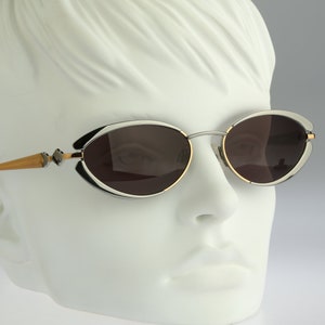 Mondi by Metzler 2843 021, Vintage 90s unique gold and silver oval sunglasses women, NOS