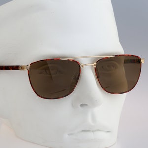 Ted Lapidus TL502, Vintage 90s gold & tortoise square aviator sunglasses men and women NOS