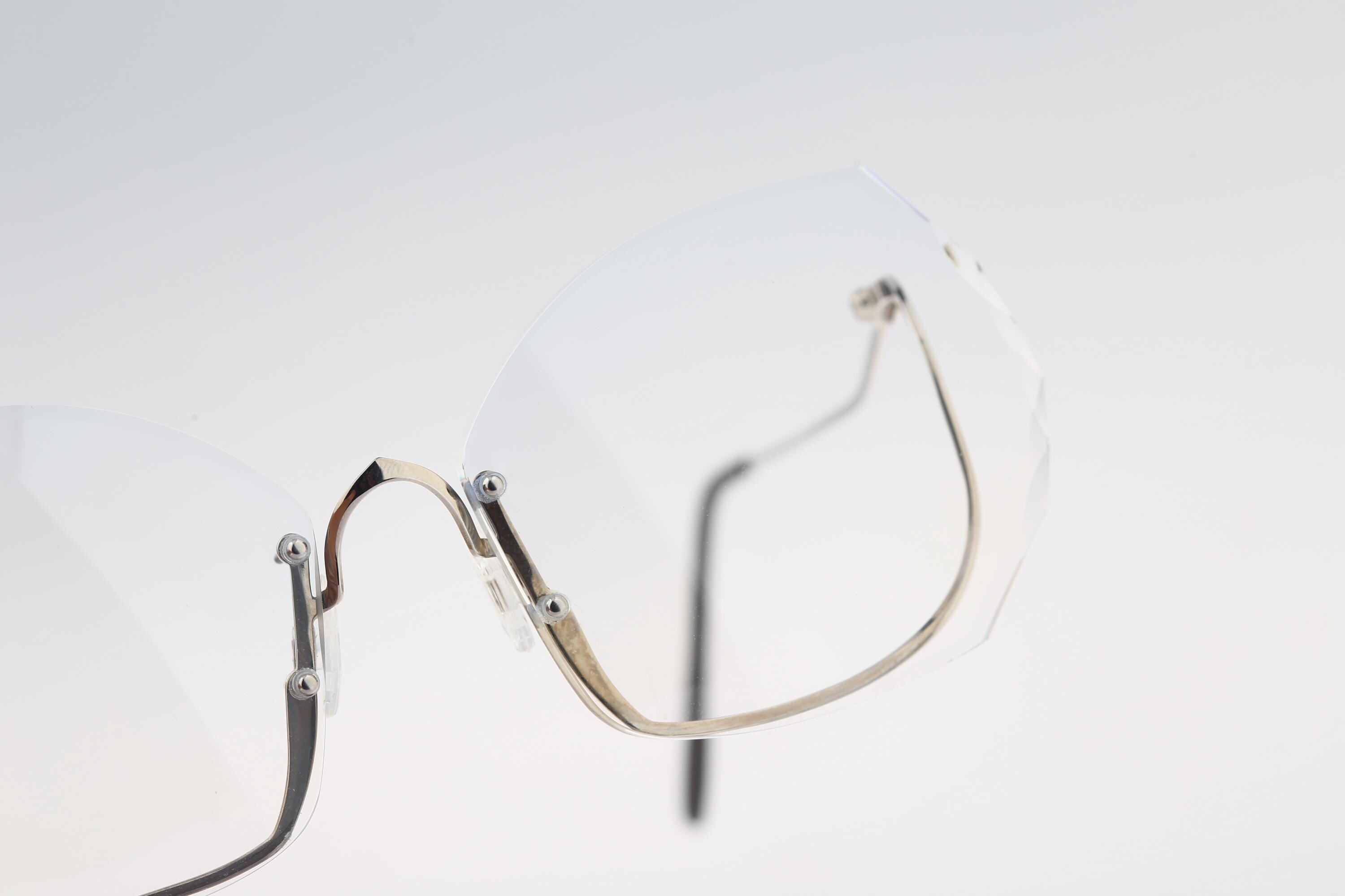 Vintage 70s-80s Oversized Expression Silver Large Butterfly Eyeglass Frames Dolaris, Vintage 80s Oversized Semi Rimless Butterfly  main image 4