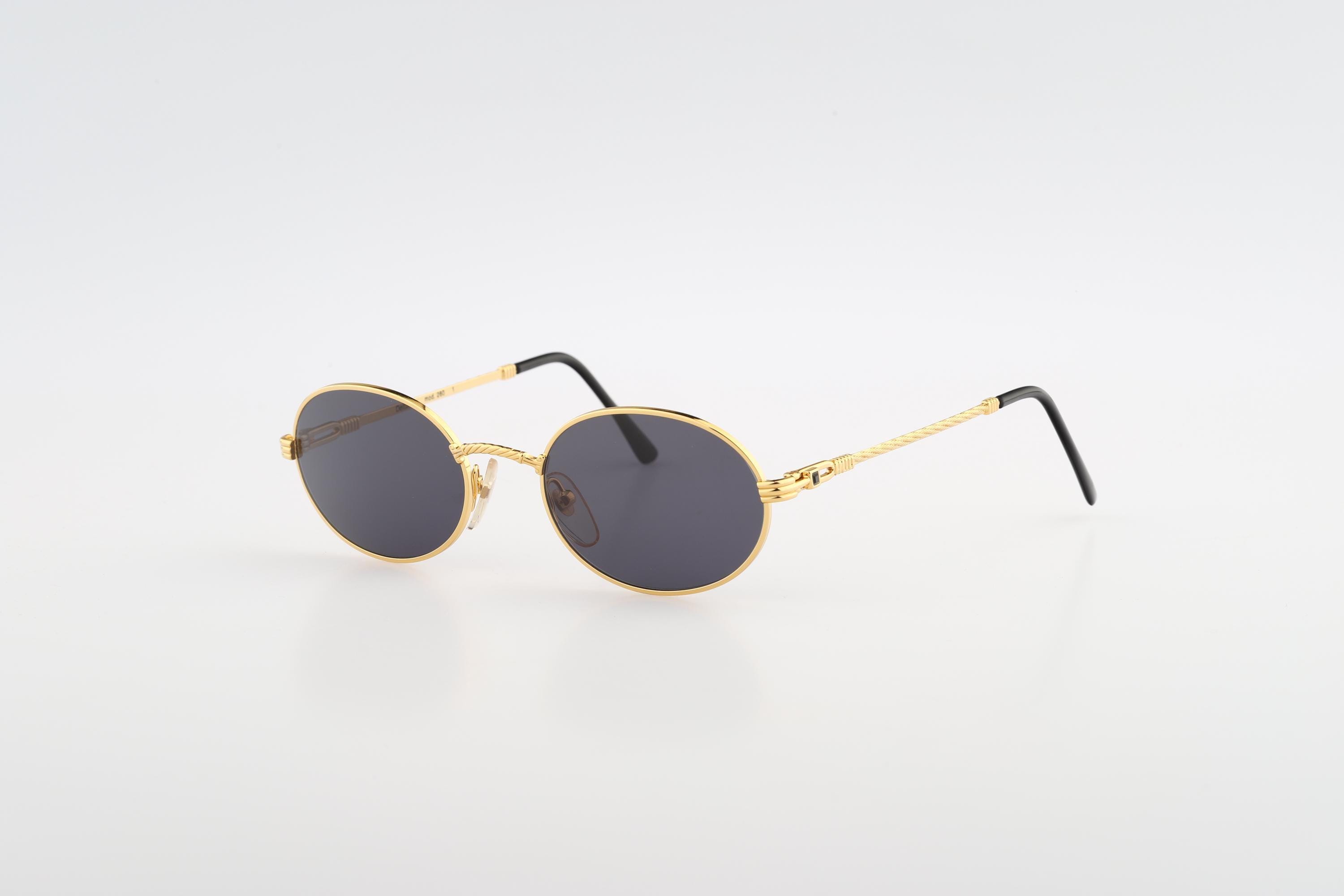 Deltaline 260 1, Vintage 90s Gold Small Oval Sunglasses Man and