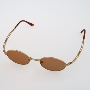 Lee Cooper Tilton 01, Vintage 90s steampunk gold small oval sunglasses mens & women, NOS