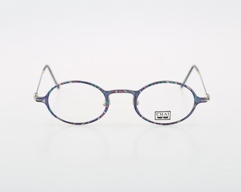 Chai Original AP 2 F 10, Vintage 90er Jahre bunt einzigartig kleine ovale Brillenfassungen Damen NOS