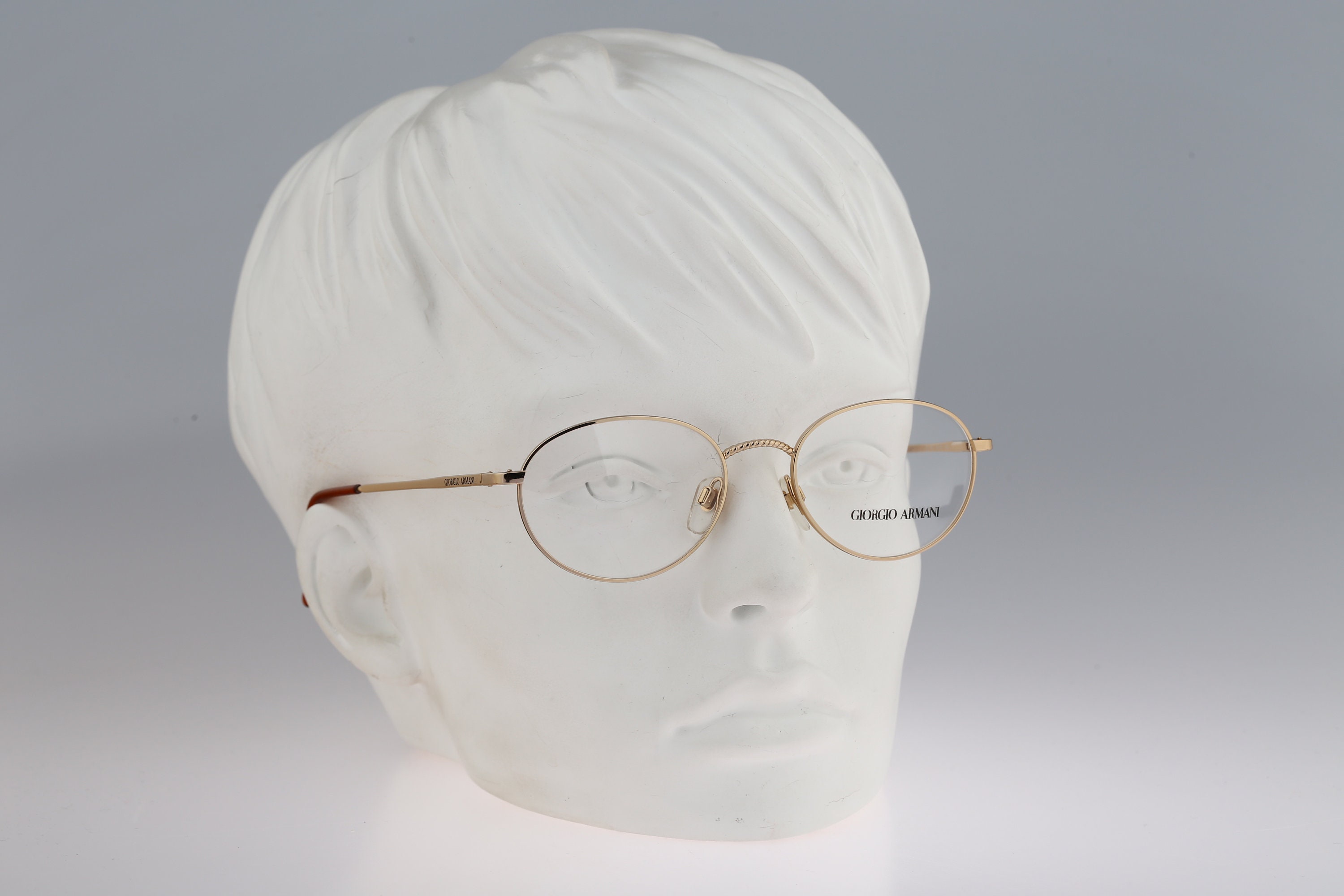 Giorgio Armani 222 743, Vintage 90s Gold Panto Round Eyeglasses