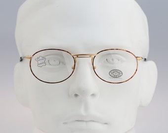 Figures Libres 6325, Vintage 90s gold and tortoise oval eyeglasses frames mens & womens NOS