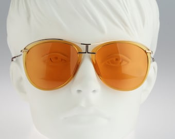 Vienna Line 1453 43, Vintage 90er Jahre getönte orange Gläser oversized klar Pilotenbrille Männer & Frauen NOS