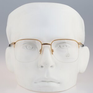 Enrique Loewe Knappe Helios NYL 064 103, Vintage 90s gold half rim square eyeglasses frames men & women / NOS