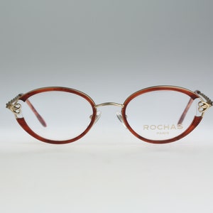 Rochas  9169, Vintage 90s gold & tortoise double rim unique oval eyeglasses frames womens NOS