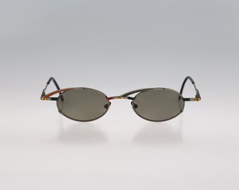 IGA Optic Jonen 3087 A539, gafas de sol vintage estilo steampunk ovaladas pequeñas de plata antigua de los años 90 para hombre y mujer, NOS