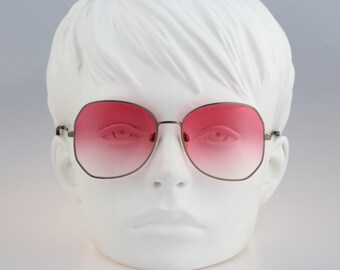 Silhouette M 6034 30 C 755, Vintage 80s tinted pink lenses oversized octagon butterfly sunglasses women, NOS