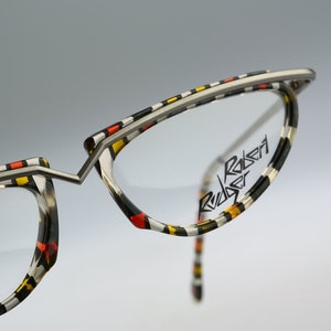 Robert Rudger 430 77, Vintage 90s unique colorful cat eye glasses frames womens NOS