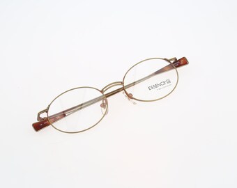 Essence 63 COP, Vintage 90s antique gold unique oval eyeglasses frames mens & womens NOS