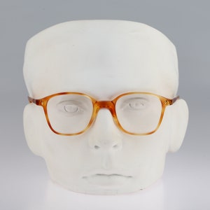 Roy Tower Preppy 2 2225 hand made in Italy, Vintage 90s clear honey square eyeglasses frames mens & womens NOS