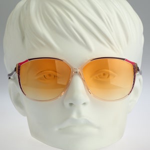Silhouette M 1759 C 1906, Vintage 80s tinted orange lenses unique colorful & clear oversized butterfly sunglasses women, NOS