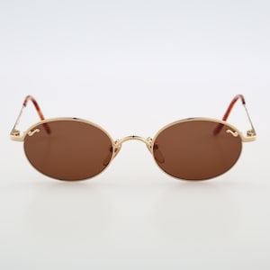 Martine Sitbon 6529 PG, Vintage 90s gold victorian small oval sunglasses women NOS