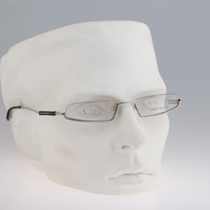Robert Rudger 2705 647 17, Vintage 90s silver half rim slim rectangle reading glasses frames mens & womens NOS