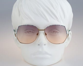 Silhouette M 6132 30 V 6054, Vintage 80s tinted lenses colorful & gold oversized large butterfly sunglasses women, NOS