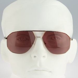 Fidela Corsa, Vintage 90s gold & tortoise angular rectangle aviator sunglasses men and women NOS