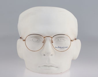 Polo Ralph Lauren VI 0YG, Vintage 90s Gold Panto Round Eyeglasses