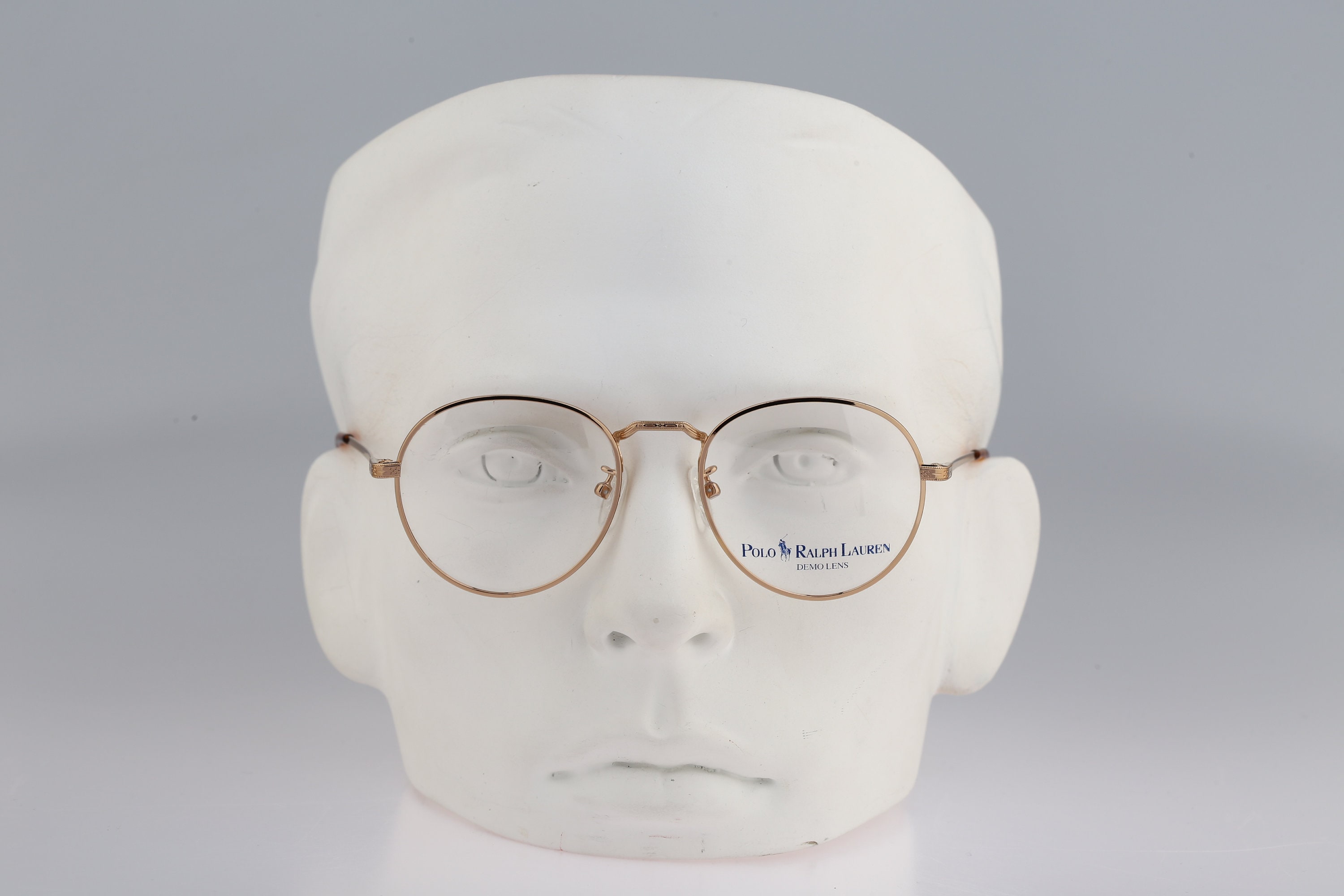 Polo Ralph Lauren VI 0YG, Vintage 90s Gold Panto Round Eyeglasses