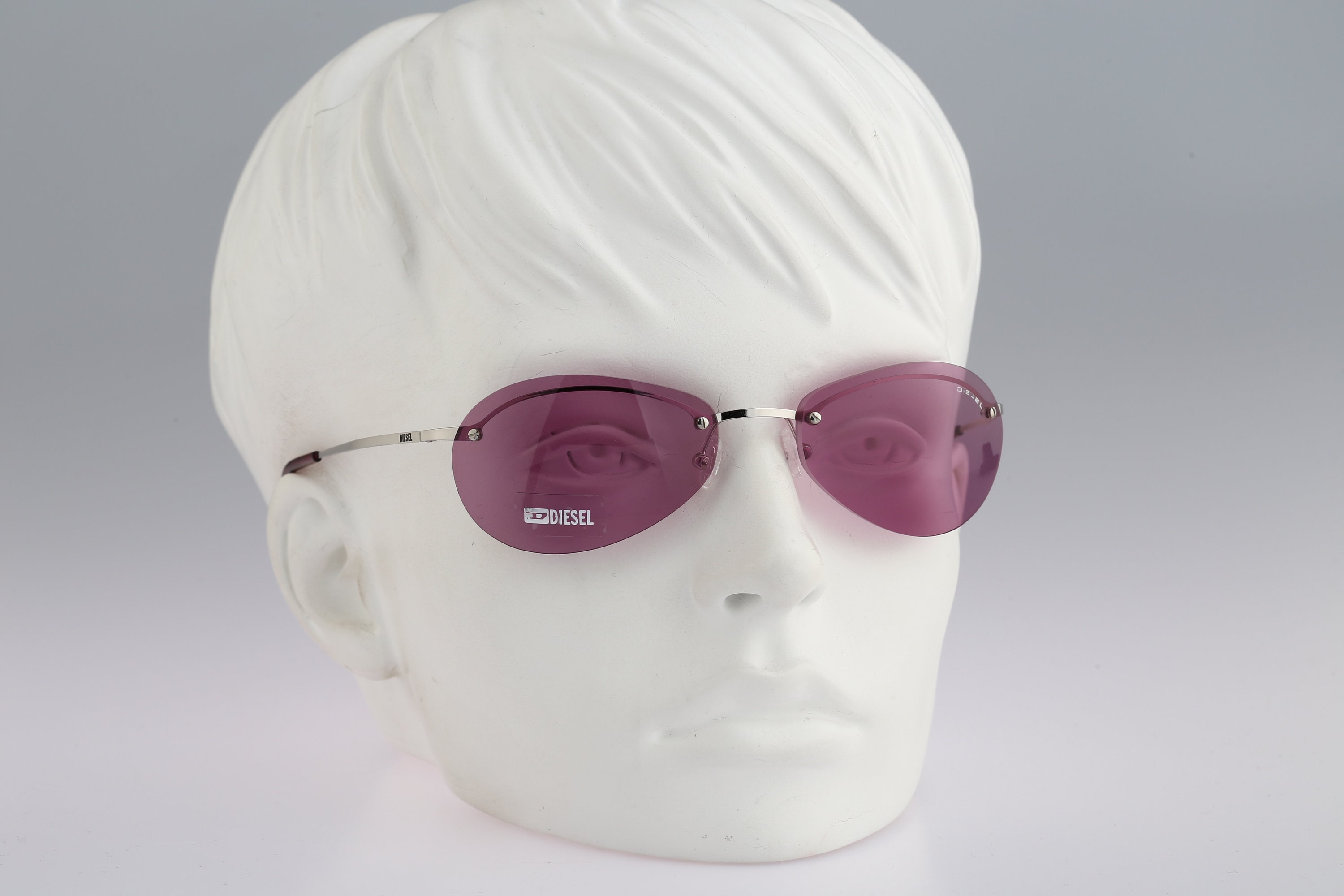 Diesel Wimbi YB7T9, Vintage 2000s Tinted Lenses Silver Wrap 