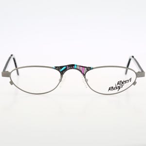 Robert Rudger 0600 025 07, Vintage 90s colorful and gray unique oval reading eyeglasses frames mens & womens NOS