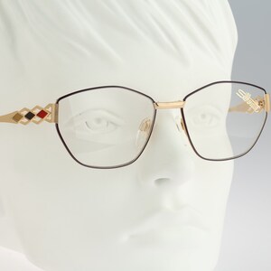 Silhouette M 6202 /20 V 6016, Vintage 80s black & gold cat eye glasses frames womens NOS