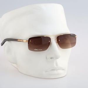 Oxydo by Safilo Legend 1 U9D, Vintage 90's gold semi rimless small rectangle aviator sunglasses mens & womens / NOS