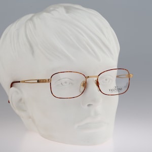 Valentino 455 1081, Vintage 90s tortoise & gold designer square butterfly glasses frames womens NOS