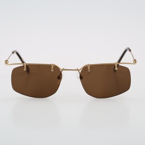 Brendel Titan 8546 ST 2, lunettes de soleil rectangulaires dorées semi-sans monture steampunk verres bruns des années 90, hommes et femmes, NSA