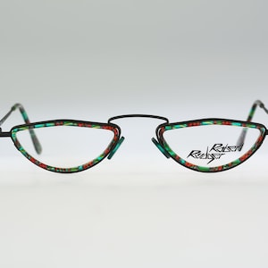 Robert Rudger 1090 145 08, Vintage 90s unique double rim oval reading eyeglasses frames womens NOS