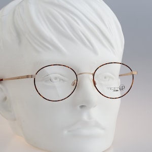 Teen Up Piave 1374 1R 1, Vintage 90s gold and tortoise panto round eyeglasses frames mens & womens NOS
