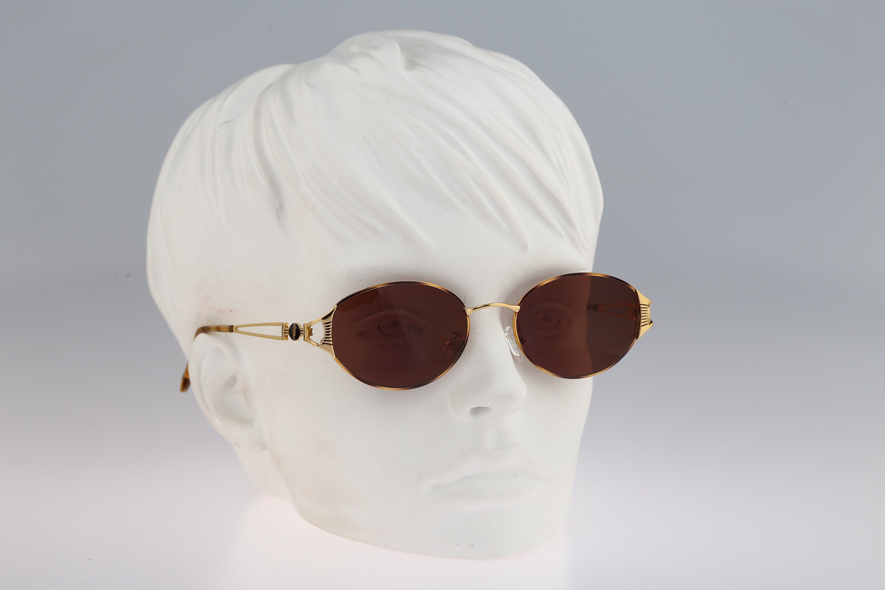 Luxurious Gold and Brown Sunglasses with Intricate Temple Design Charme 7531 229, Vintage 90s Gold and Tortoise Unique  main image 2