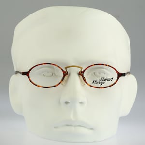 Robert Rudger 1130 138 36, Vintage 90s unique tortoise small oval eyeglasses frames mens & womens NOS