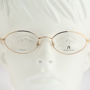 Rodenstock R 4391 A Titanium, Vintage 90s gold small oval eyeglasses frames womens NOS