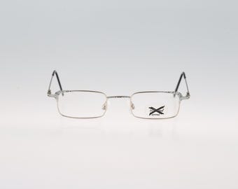 No Name C2361 2, Vintage 90s lightweight silver small rectangle reading glasses frames womens NOS