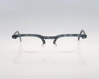 By Rosenberger Axis 4 4,  Vintage 2000s gray browline half rim square eyeglasses frames mens & womens NOS