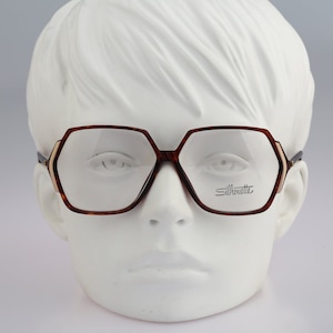 Silhouette M 1199 27 C 1151, Vintage 80s tortoise large oversized hexagon glasses frames womens NOS