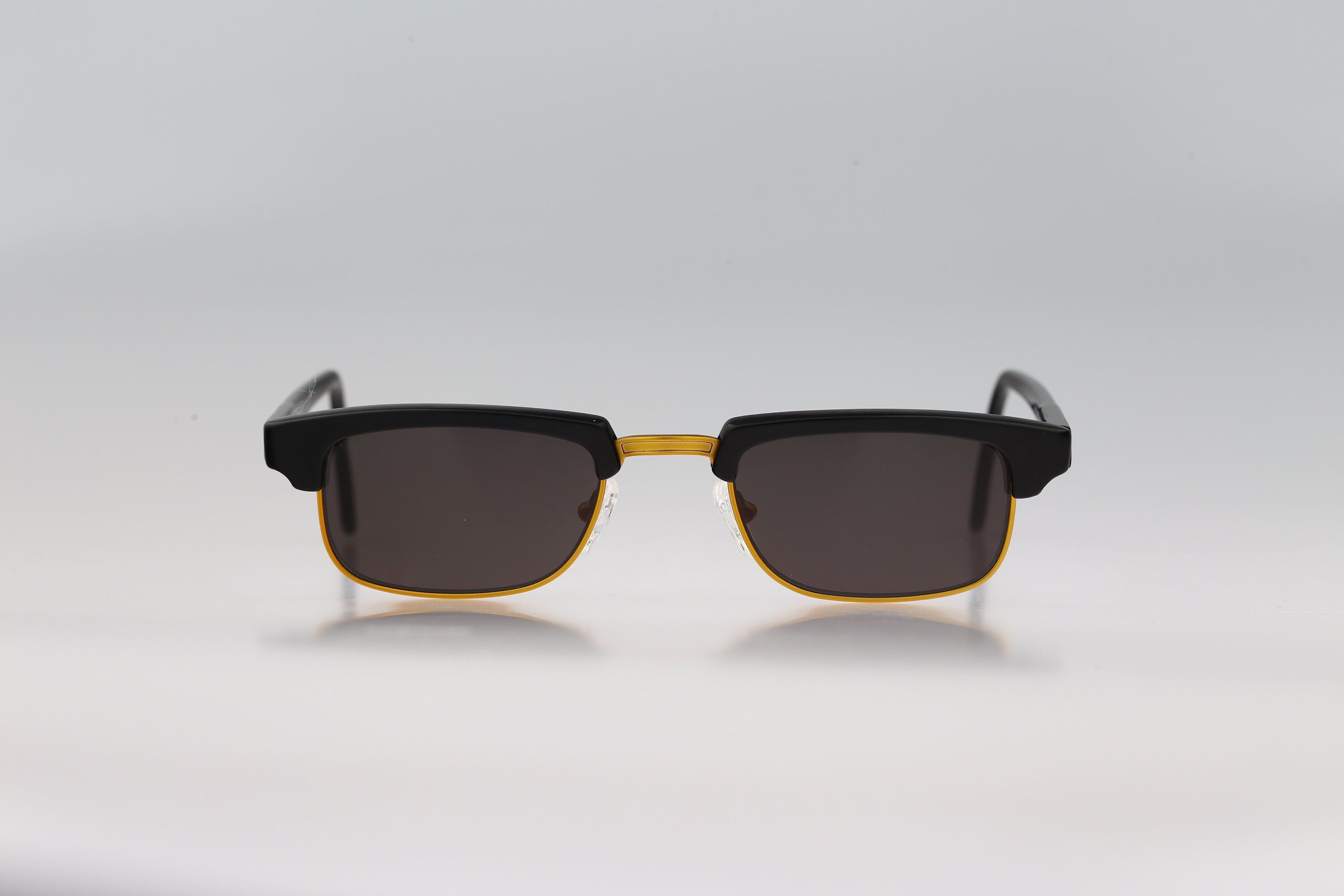 vintage italian club masters amber lense sunglasses Amber Retro-Vintage Double Bridge Round Tinted Sunglasses  main image 4