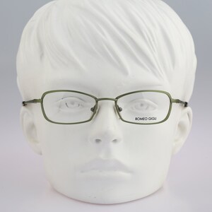 Romeo Gigli RG 199 605, Vintage 90s designer antique green small cat eye glasses frames womens NOS