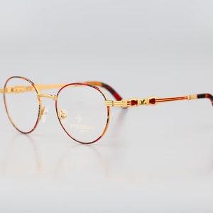 Von Furstenberg 224 298, Vintage 90s gold & tortoise panto round eyeglasses frames womens NOS