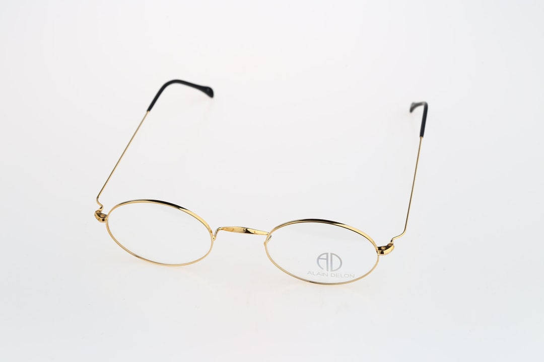Alain Delon 3524A, Vintage 90s Gold Unique Designer Small Oval