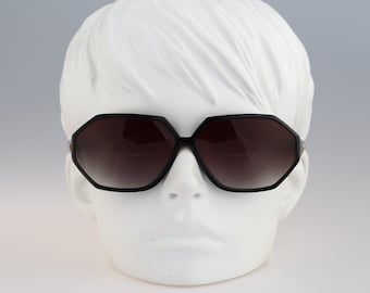 Silhouette M 3051 20 C 5023, Vintage 80s black large oversized hexagon butterfly sunglasses women, NOS
