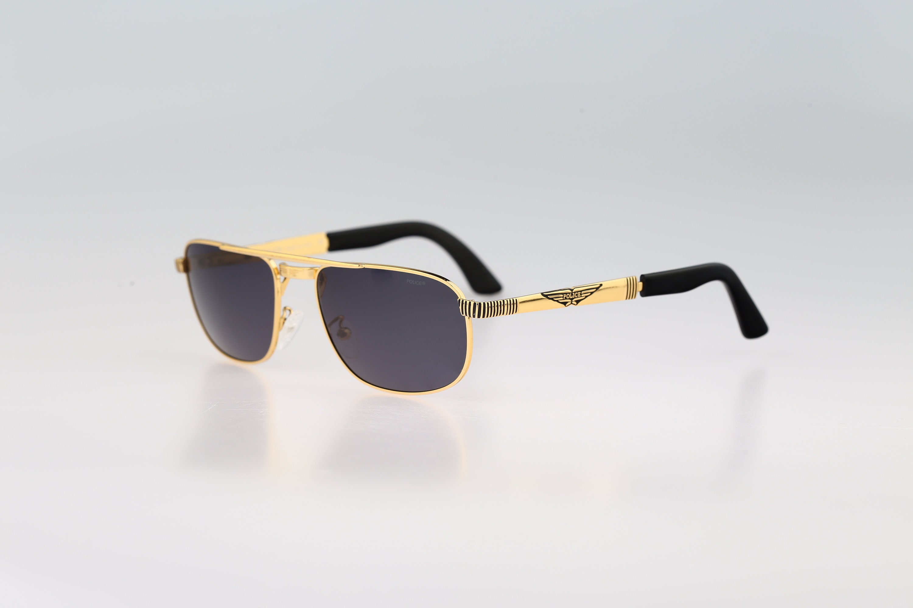 Police 2138 5103, Vintage 90s Gold Rectangle Aviator Sunglasses Men &  Women, NOS 