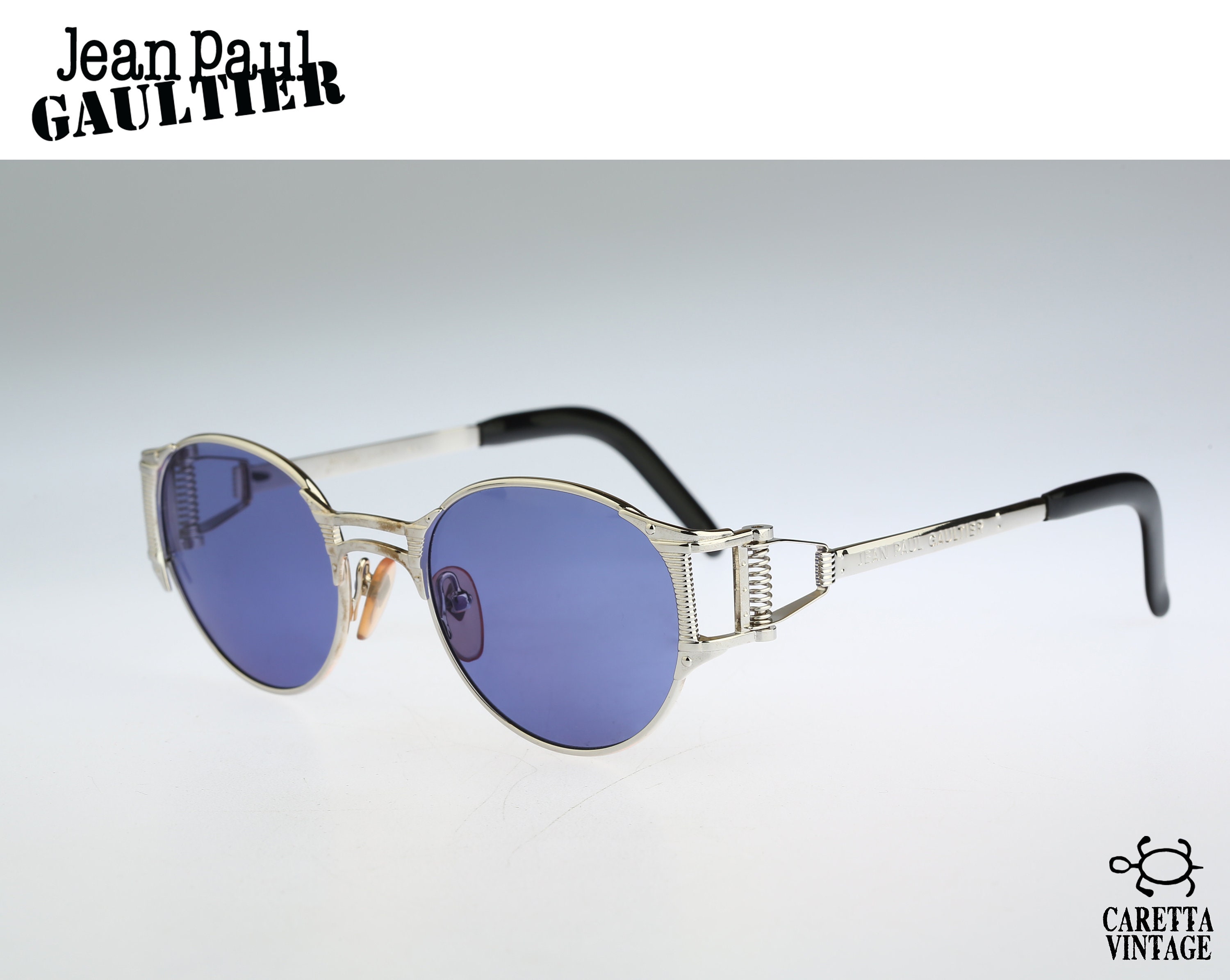 Jean Paul Gaultier 56-5105, Vintage 90s Unisex Silver Round