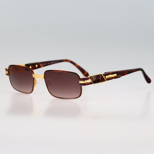 Diva 4086 171, óculos de sol retangulares vintage anos 90 tartaruga e dourado masculino e feminino NOS