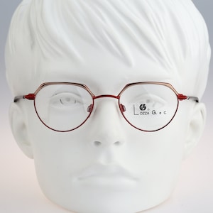 Lozza G1038 2, Vintage 90s unique small crown panto round eyeglasses frames mens & womens NOS