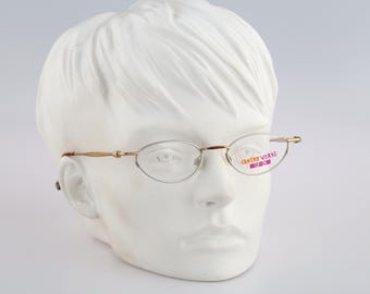 Contro Verse 4020 174 27, Vintage 90s silver and gold small slim cat eye glasses frames womens NOS