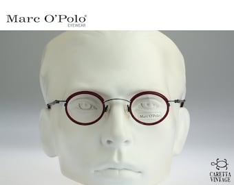 Marc O&#39;Polo by Metzler 3382 759, Vintage 90s antique blue & red small circle round eyeglasses frames mens and womens NOS